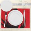 Ambesonne Rose Place Mats Set of 4, Extreme Close up of Red Rose Bloom Swirled Spiral Petals Beauty in Nature Theme, Washable Fabric Placemats for Dining Room Kitchen Table Decor, Vermilion Black