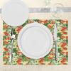 Ambesonne Tropical Place Mats Set of 4, Exotic Pattern with Plumeria Hibiscus Monstera Palm Flowers and Leaves, Washable Fabric Placemats for Dining Room Kitchen Table Decor, Red Pale Yellow Green