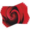 Ambesonne Rose Place Mats Set of 4, Extreme Close up of Red Rose Bloom Swirled Spiral Petals Beauty in Nature Theme, Washable Fabric Placemats for Dining Room Kitchen Table Decor, Vermilion Black