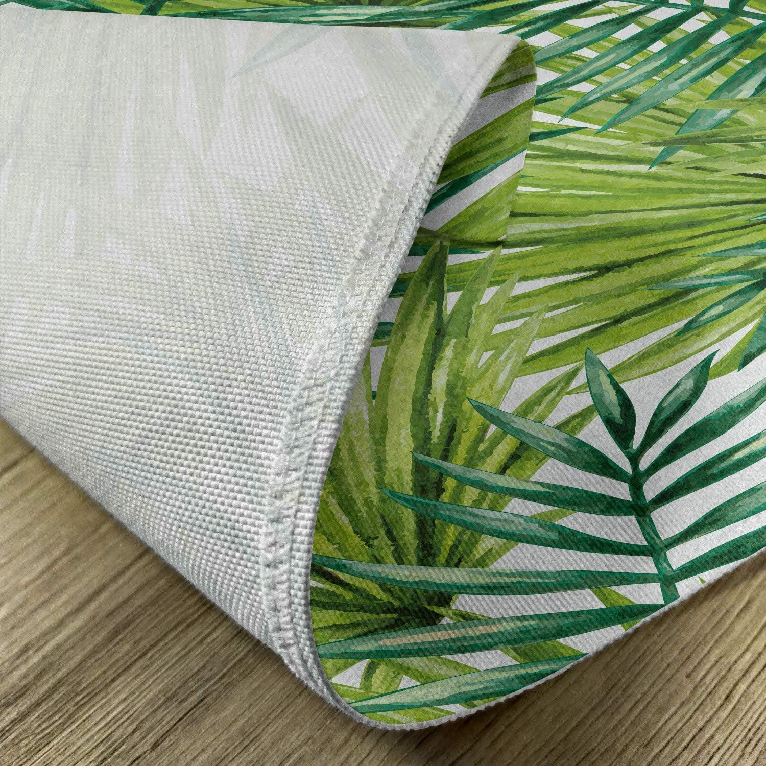 imageAmbesonne Plant Place Mats Set of 4 Watercolor Tropical Palm Leaves Colorful Illustration Natural Feelings Washable Fabric Placemats for Dining Table Standard Size Lime Green