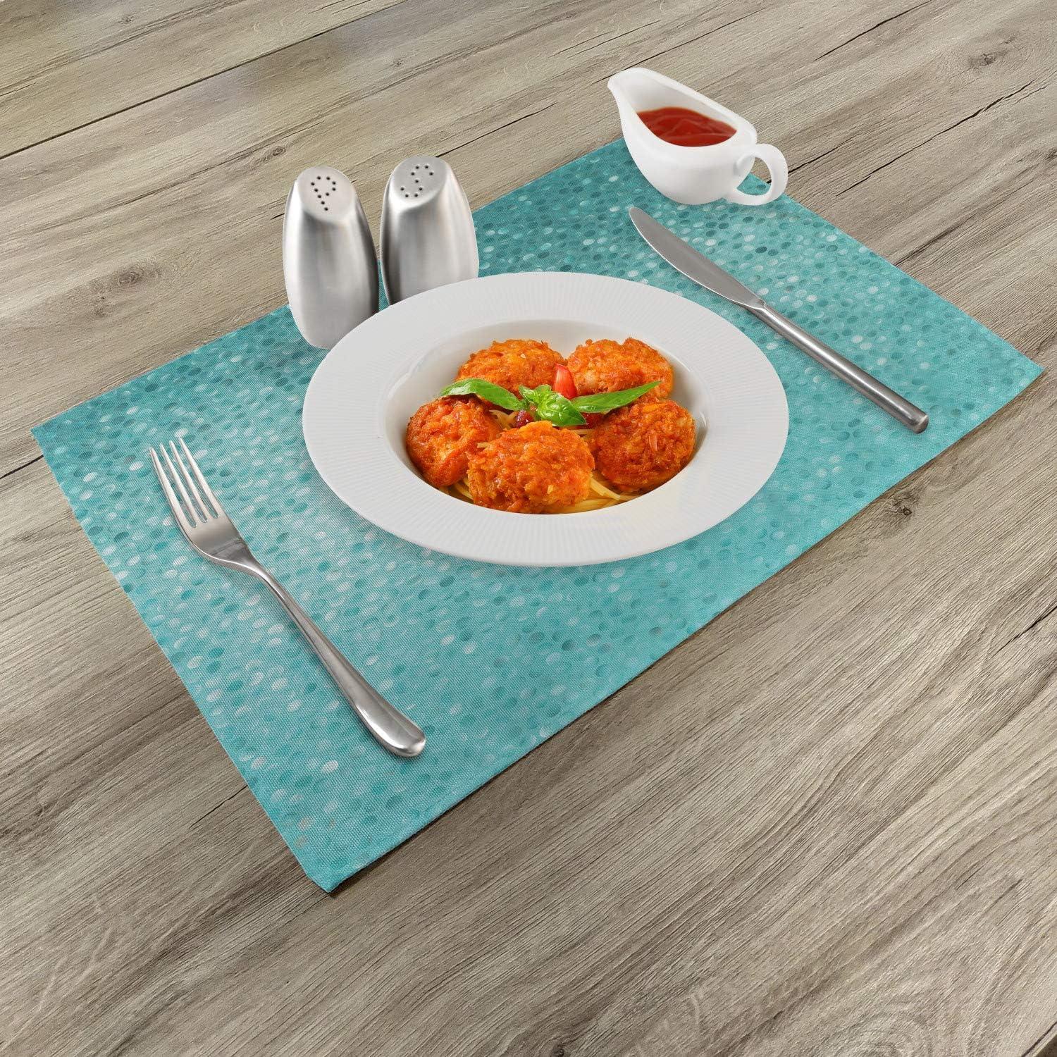imageAmbesonne Turquoise Place Mats Set of 4 Small Dot Tiles Shape Simple Classical Creative Design Washable Fabric Placemats for Dining Table Standard Size Turquoise