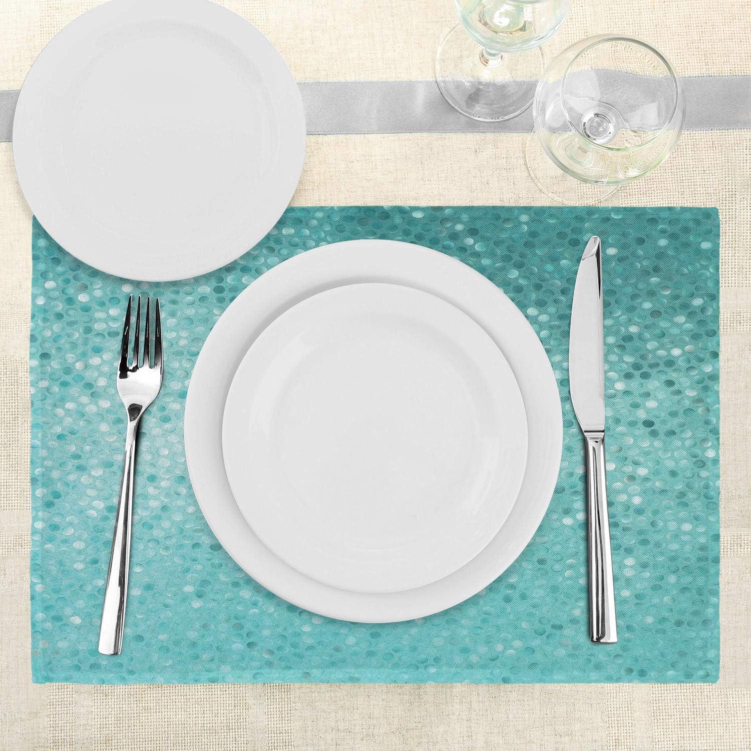 imageAmbesonne Turquoise Place Mats Set of 4 Small Dot Tiles Shape Simple Classical Creative Design Washable Fabric Placemats for Dining Table Standard Size Turquoise