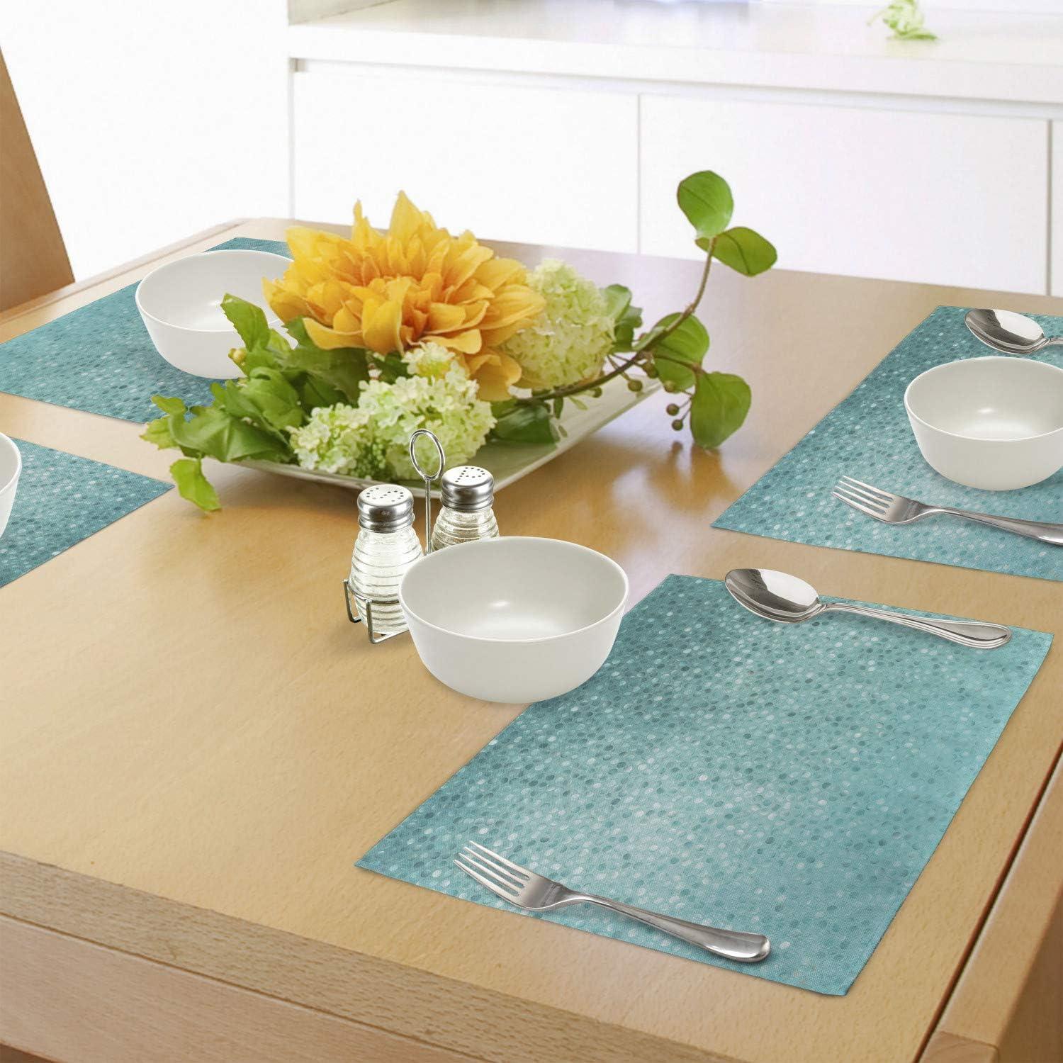 imageAmbesonne Turquoise Place Mats Set of 4 Small Dot Tiles Shape Simple Classical Creative Design Washable Fabric Placemats for Dining Table Standard Size Turquoise