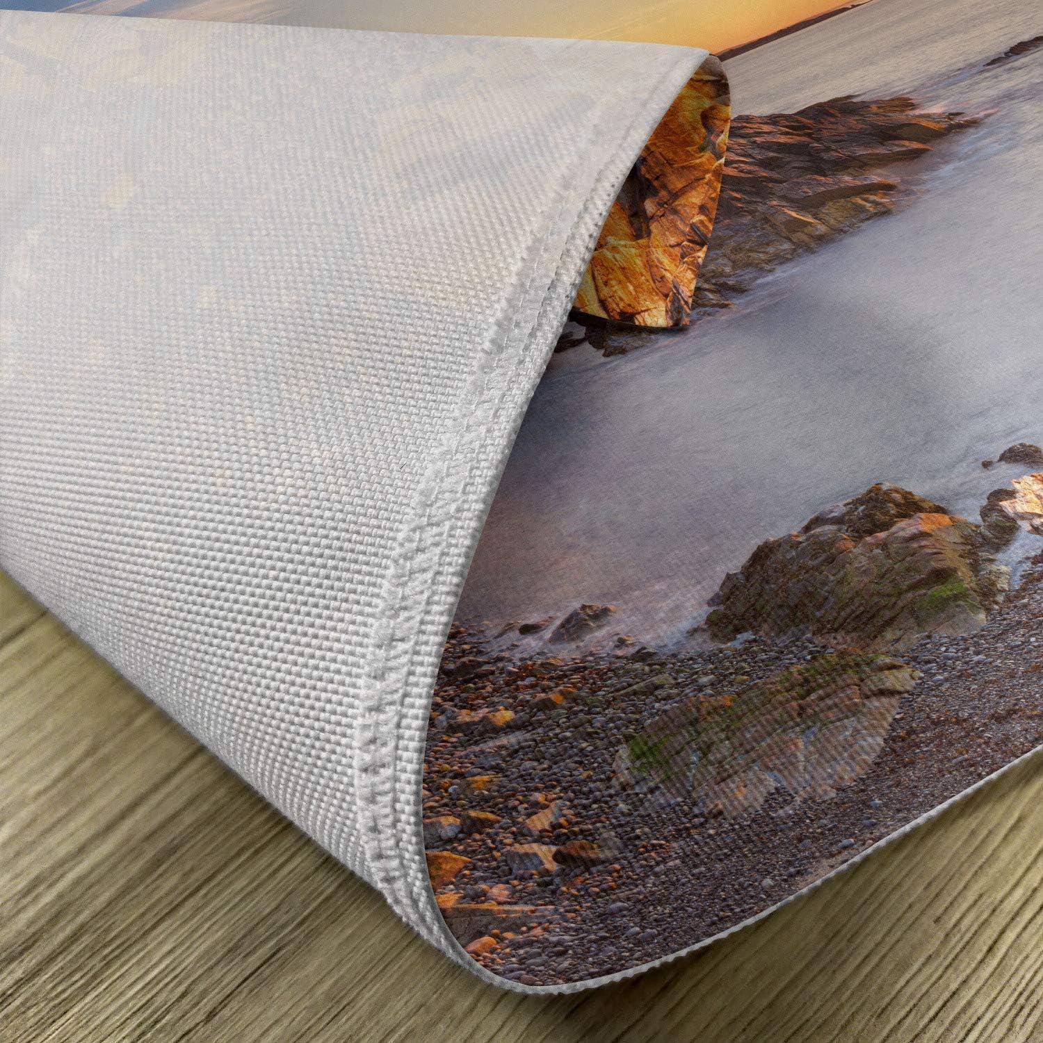 imageAmbesonne United States Place Mats Set of 4 Cape Elizabeth Maine River Portland Lighthouse Sunrise USA Coast Scenery Washable Fabric Placemats for Dining Table Standard Size Tan Blue