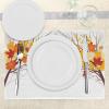 Ambesonne Fall Place Mats Set of 4, Image of Canadian Maple Tree Leaves in Autumn Season Soft Reflection Effects, Washable Fabric Placemats for Dining Table, Standard Size, White Orange