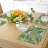 Ambesonne Plant Place Mats Set of 4, Watercolor Tropical Palm Leaves Colorful Illustration Natural Feelings, Washable Fabric Placemats for Dining Table, Standard Size, Lime Green