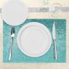 Ambesonne Turquoise Place Mats Set of 4, Small Dot Tiles Shape Simple Classical Creative Design, Washable Fabric Placemats for Dining Table, Standard Size, Turquoise