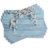 Ambesonne Rustic Place Mats Set of 8, Branch Blooming Warm Season Flowers on Wooden Fragility of Spring, Washable Fabric Placemats for Dining Table, Placemat 8 pcs, Blue