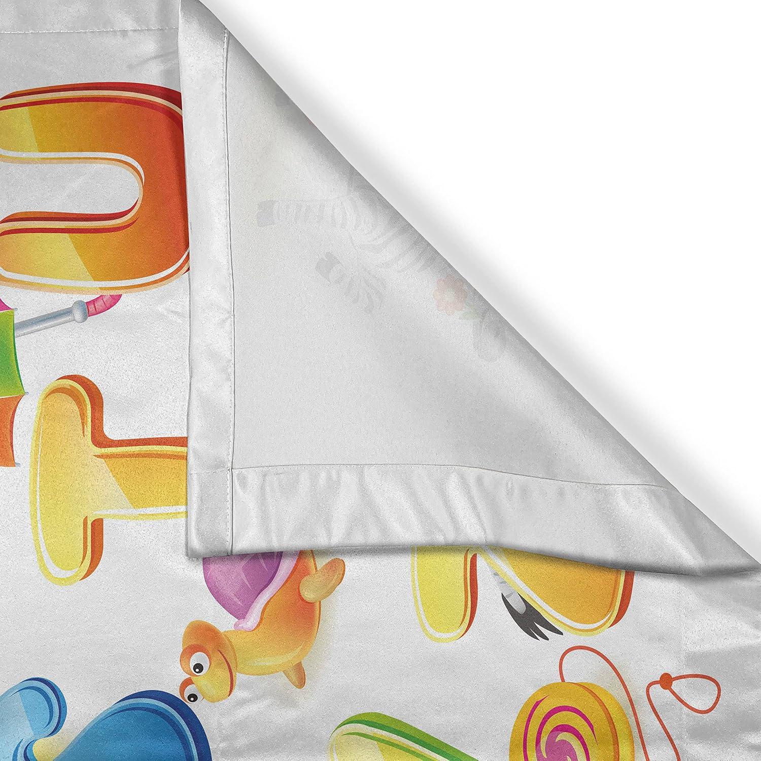 imageAmbesonne Educational Kitchen Curtains Cheerful Cartoon Fun Alphabet Design Font Preschool Kindergarten Design Window Drapes 2 Panel Set for Kitchen Cafe Decor 55 x 39 Orange