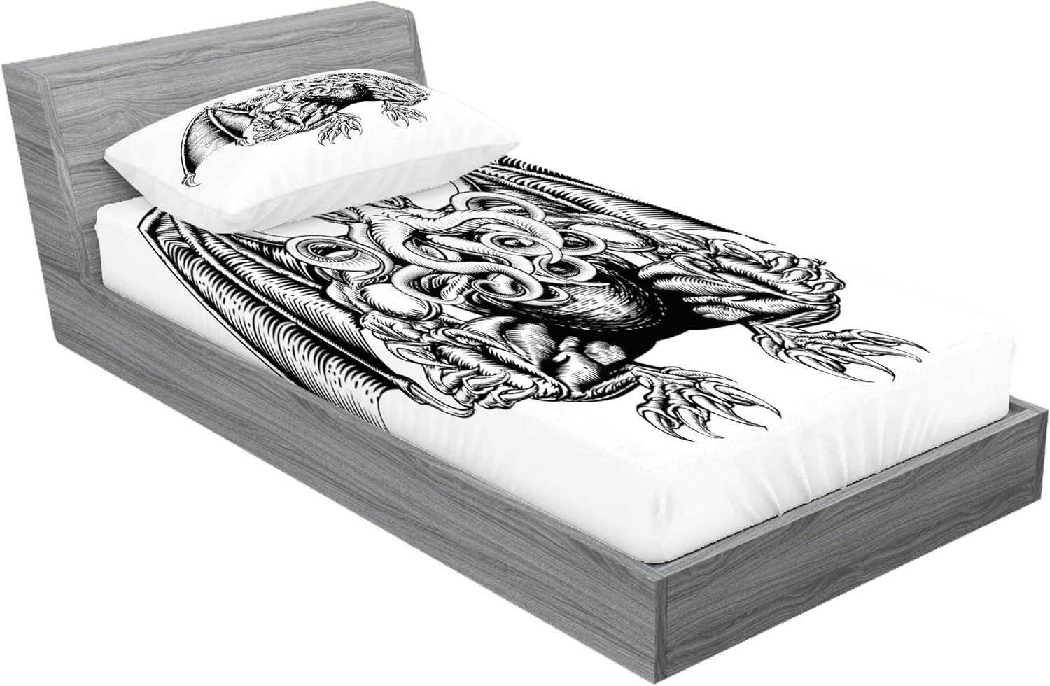 imageAmbesonne Mermaid Fitted Sheet amp Pillow Sham Set Cartoon Woman in Sea Sirens of Greek Myth Female Human Tail of Fish Image Decorative Printed 2 Piece Bedding Decor Set Twin Pink NavyWhite