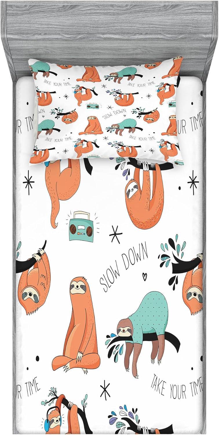 imageAmbesonne Mermaid Fitted Sheet amp Pillow Sham Set Cartoon Woman in Sea Sirens of Greek Myth Female Human Tail of Fish Image Decorative Printed 2 Piece Bedding Decor Set Twin Pink NavyPale Blue Orange Black