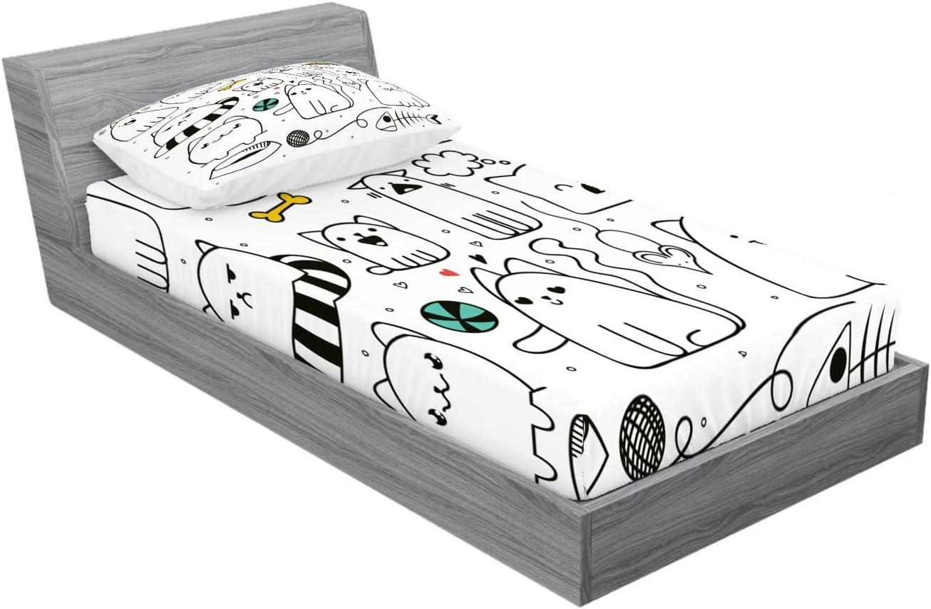 imageAmbesonne Mermaid Fitted Sheet amp Pillow Sham Set Cartoon Woman in Sea Sirens of Greek Myth Female Human Tail of Fish Image Decorative Printed 2 Piece Bedding Decor Set Twin Pink NavyDark Grey Multicolor