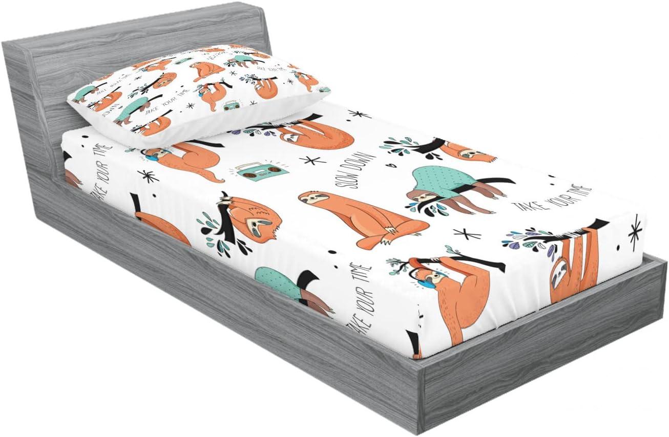imageAmbesonne Mermaid Fitted Sheet amp Pillow Sham Set Cartoon Woman in Sea Sirens of Greek Myth Female Human Tail of Fish Image Decorative Printed 2 Piece Bedding Decor Set Twin Pink NavyPale Blue Orange Black