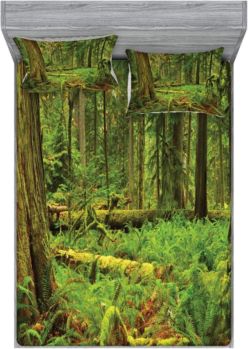 imageAmbesonne Mermaid Fitted Sheet amp Pillow Sham Set Cartoon Woman in Sea Sirens of Greek Myth Female Human Tail of Fish Image Decorative Printed 2 Piece Bedding Decor Set Twin Pink NavyForest Green