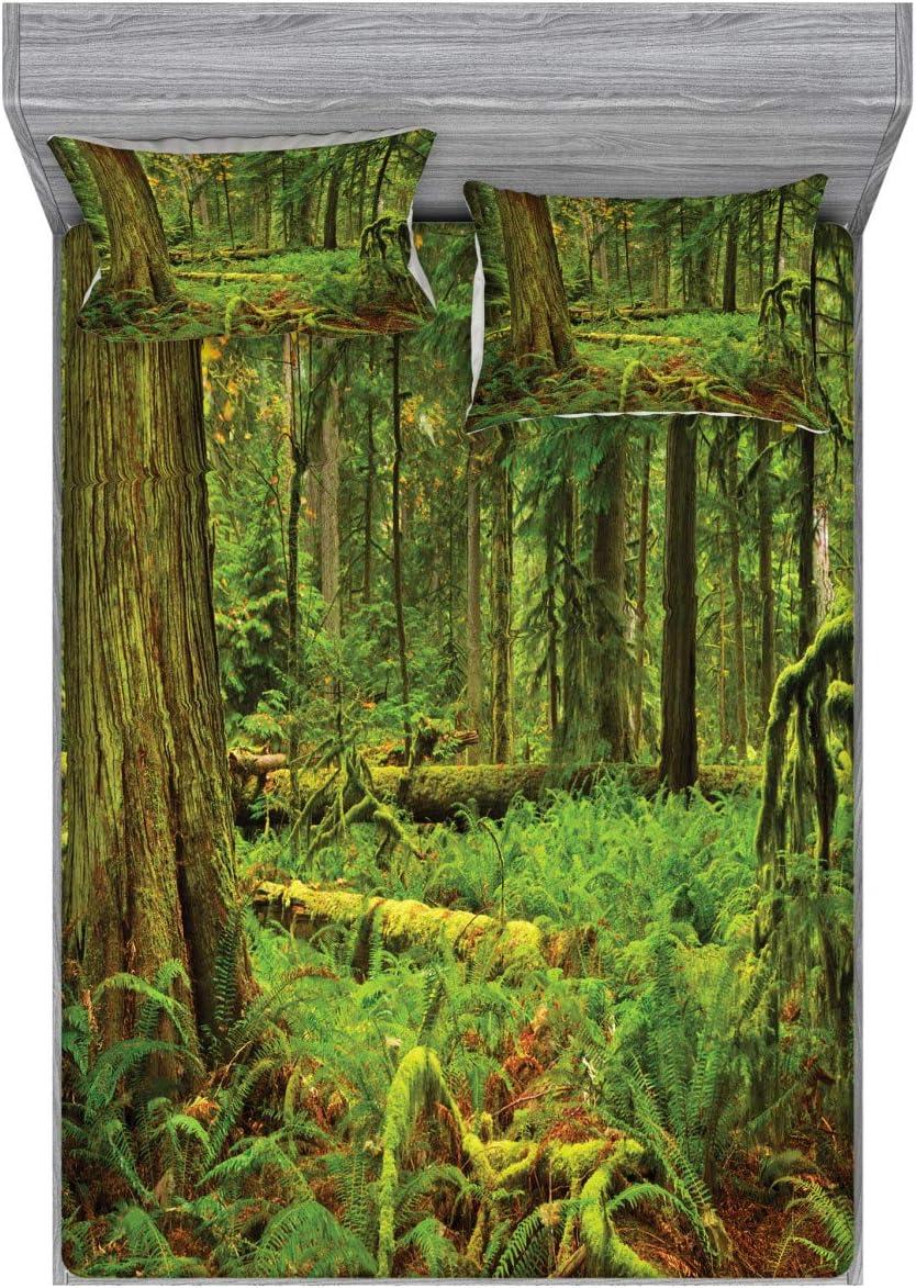 imageAmbesonne Mermaid Fitted Sheet amp Pillow Sham Set Cartoon Woman in Sea Sirens of Greek Myth Female Human Tail of Fish Image Decorative Printed 2 Piece Bedding Decor Set Twin Pink NavyForest Green
