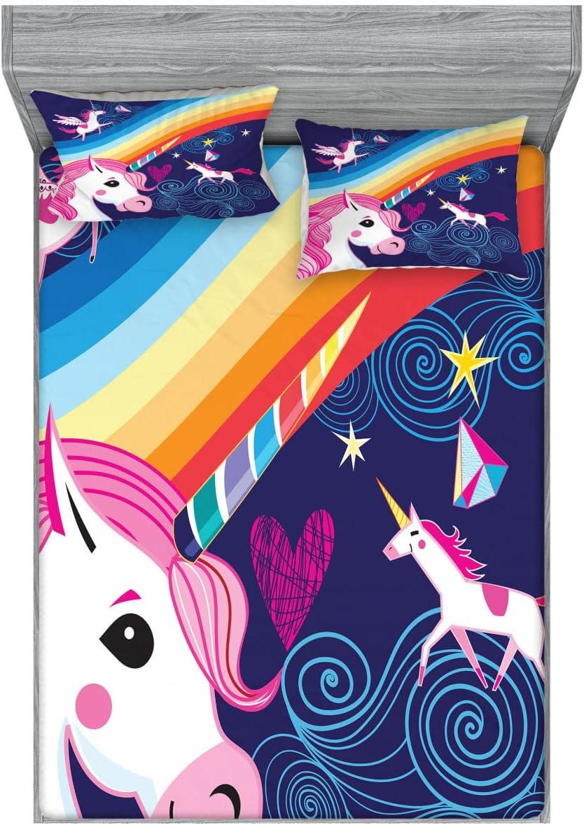 imageAmbesonne Mermaid Fitted Sheet amp Pillow Sham Set Cartoon Woman in Sea Sirens of Greek Myth Female Human Tail of Fish Image Decorative Printed 2 Piece Bedding Decor Set Twin Pink NavyLavender