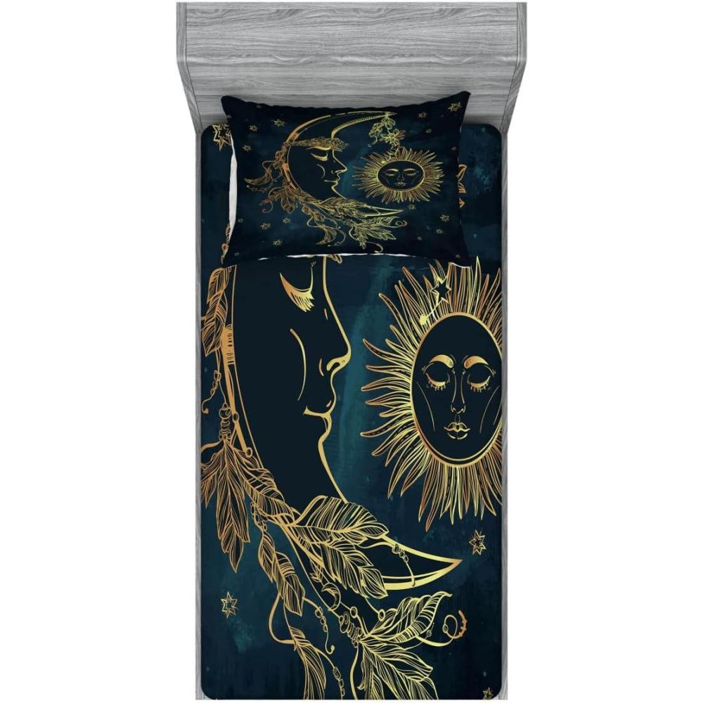imageAmbesonne Mermaid Fitted Sheet amp Pillow Sham Set Cartoon Woman in Sea Sirens of Greek Myth Female Human Tail of Fish Image Decorative Printed 2 Piece Bedding Decor Set Twin Pink NavyPetrol Blue