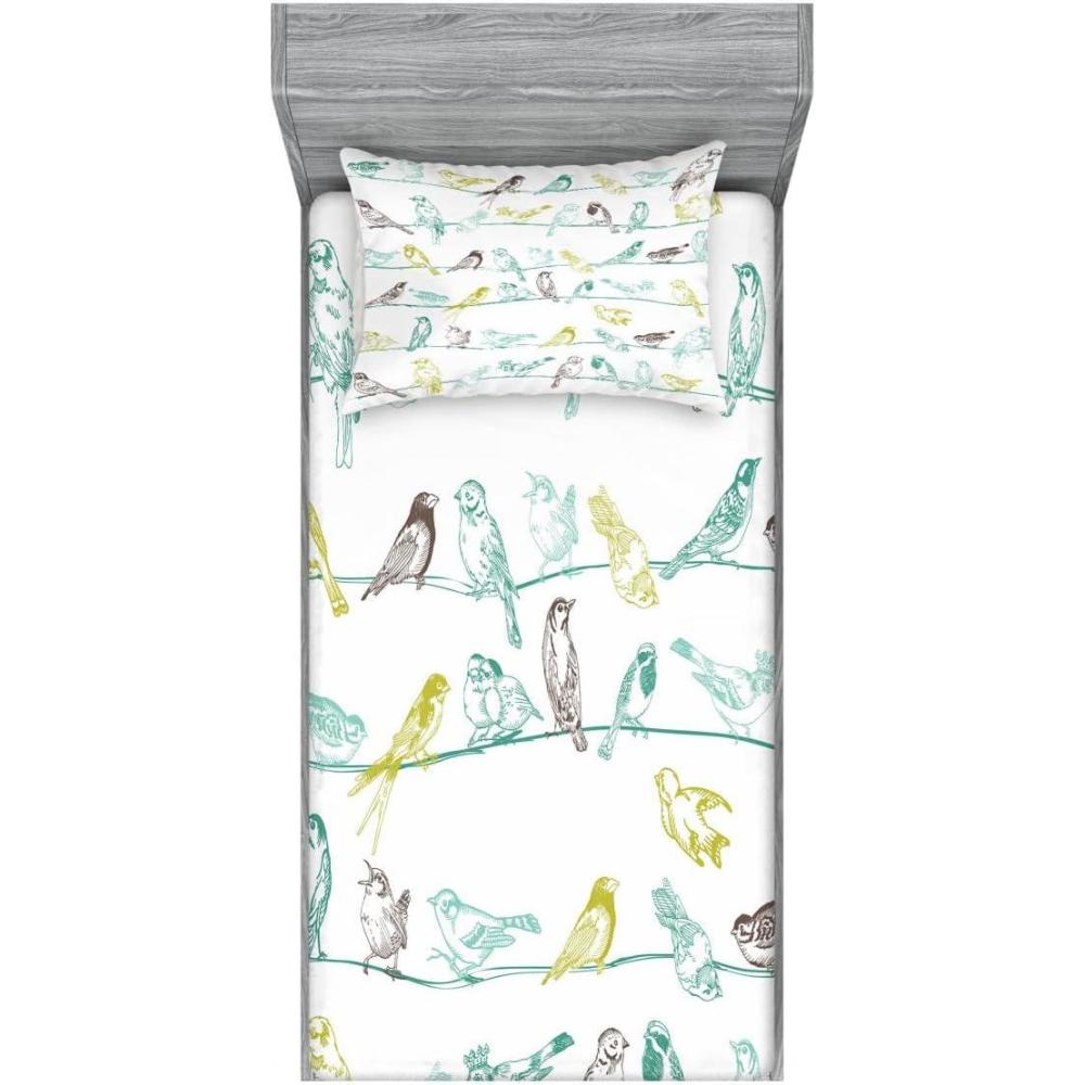 imageAmbesonne Mermaid Fitted Sheet amp Pillow Sham Set Cartoon Woman in Sea Sirens of Greek Myth Female Human Tail of Fish Image Decorative Printed 2 Piece Bedding Decor Set Twin Pink NavyGreen Brown