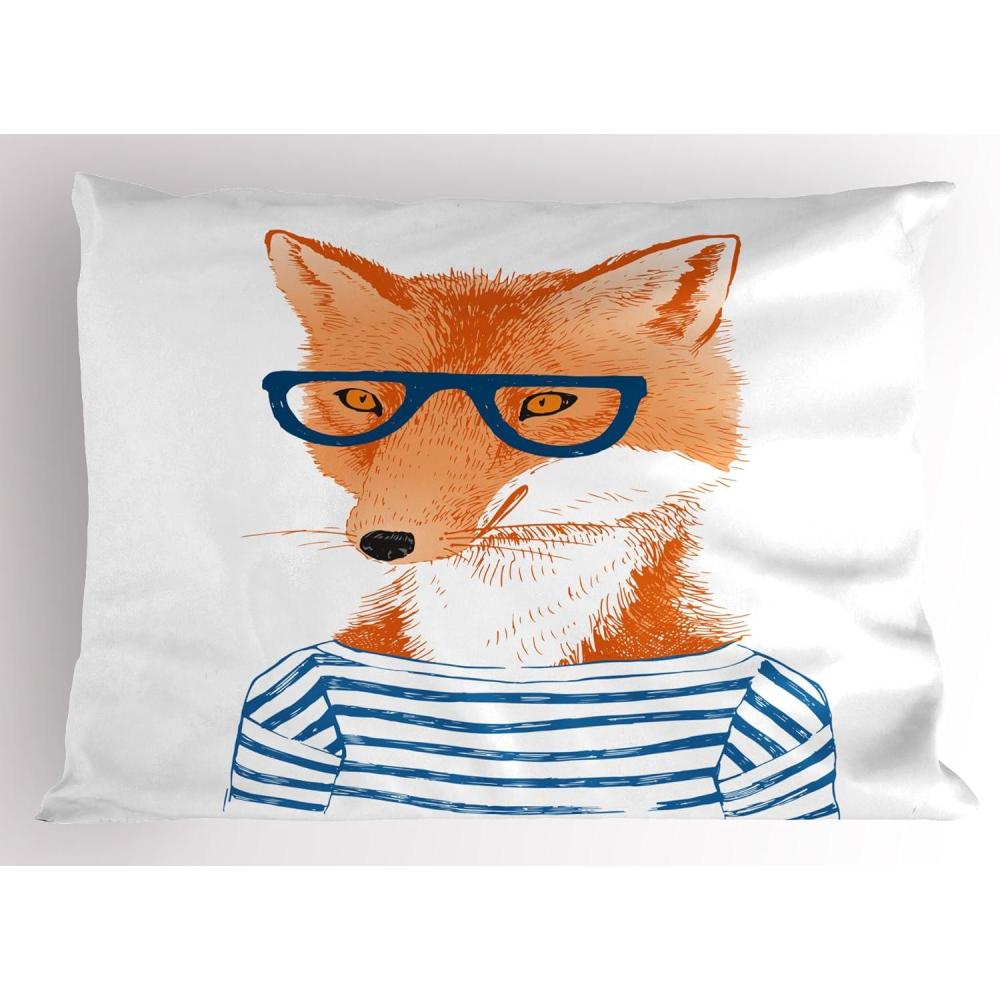 imageAmbesonne Underwater Pillow Sham Cartoon Characters Fish and Seashells with Mermaid Girl Rainbow Underwater Animals Decorative Standard Size Printed Pillowcase 26 X 20 SeafoamOrange White