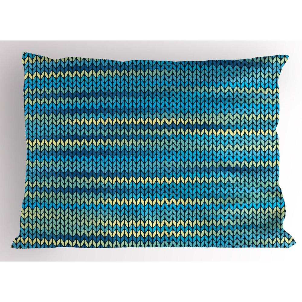 imageAmbesonne Underwater Pillow Sham Cartoon Characters Fish and Seashells with Mermaid Girl Rainbow Underwater Animals Decorative Standard Size Printed Pillowcase 26 X 20 SeafoamYellow Navy