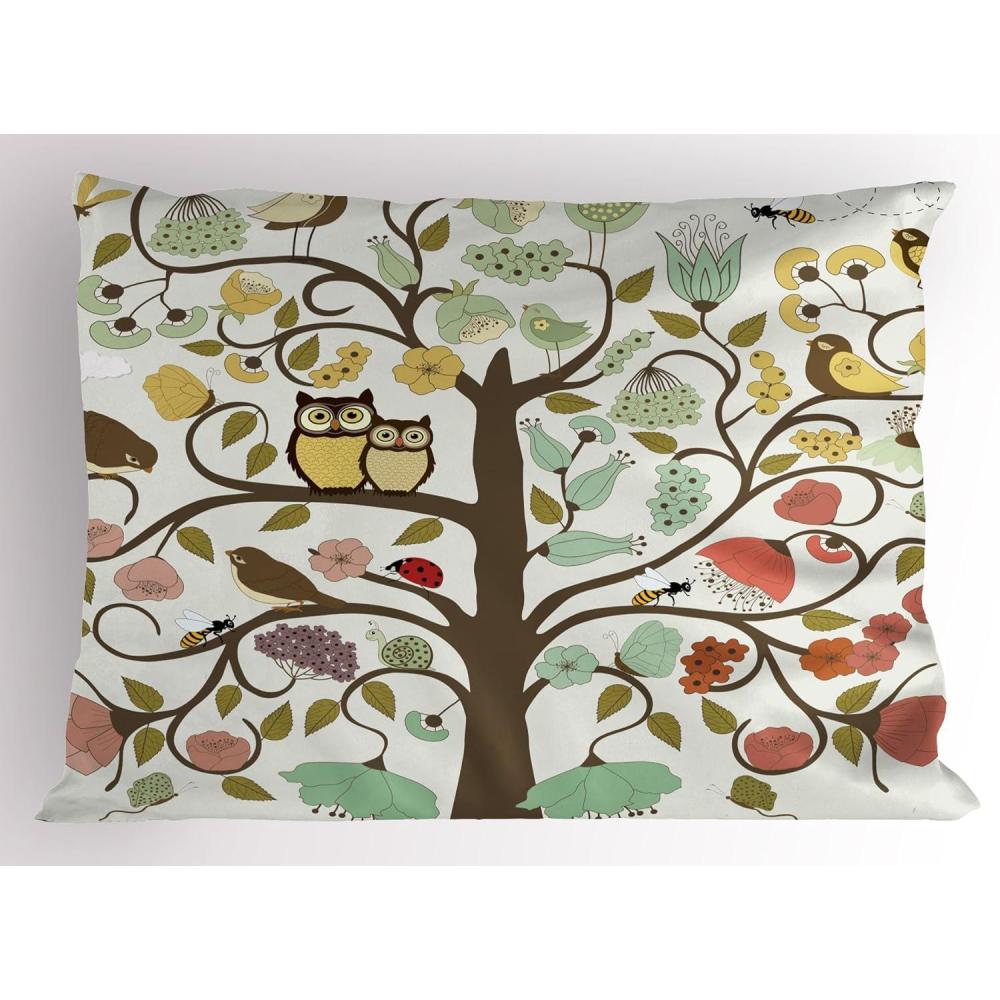 imageAmbesonne Underwater Pillow Sham Cartoon Characters Fish and Seashells with Mermaid Girl Rainbow Underwater Animals Decorative Standard Size Printed Pillowcase 26 X 20 SeafoamGreen Eggshell