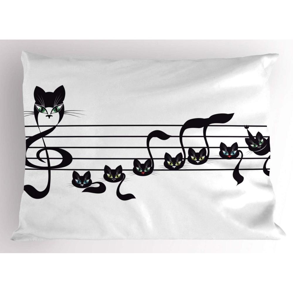 imageAmbesonne Underwater Pillow Sham Cartoon Characters Fish and Seashells with Mermaid Girl Rainbow Underwater Animals Decorative Standard Size Printed Pillowcase 26 X 20 SeafoamWhite and Black
