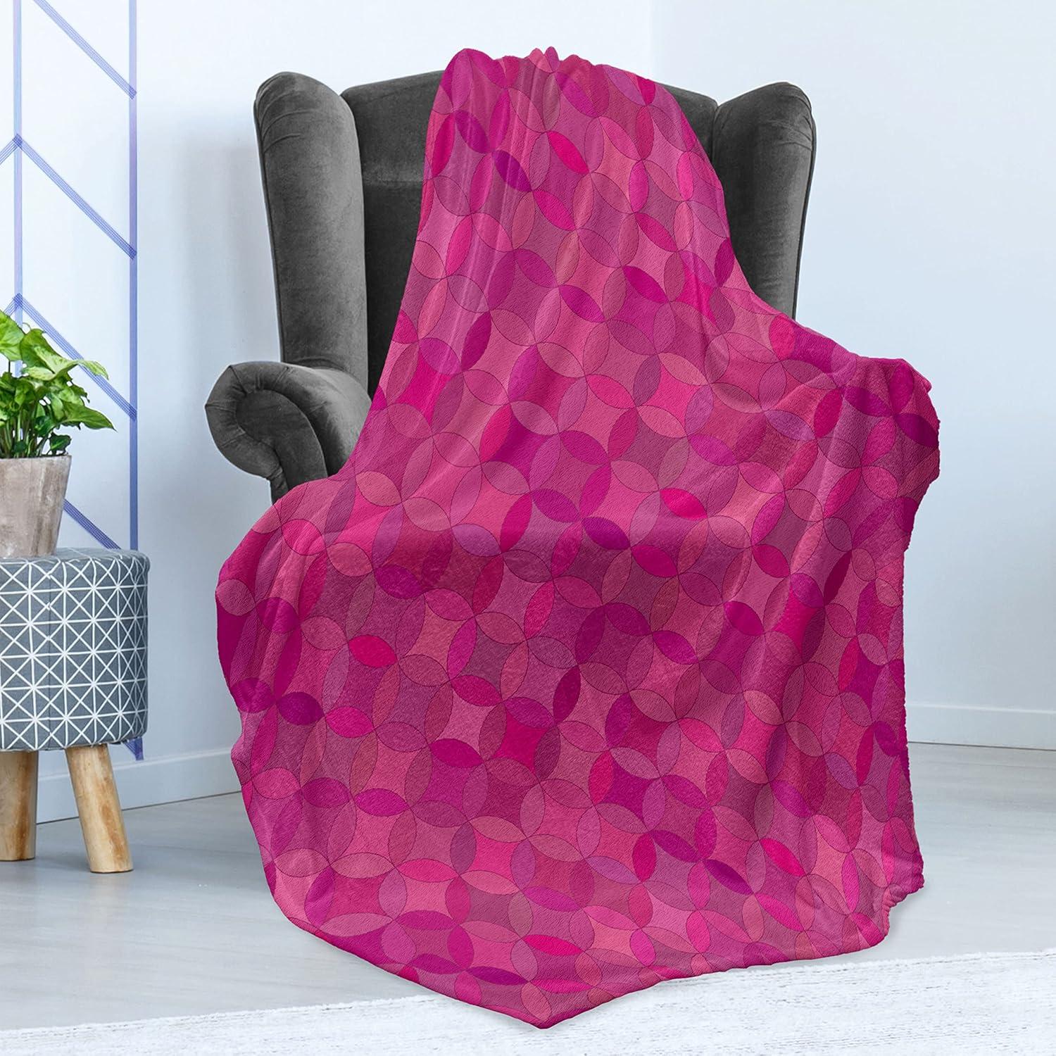 imageAmbesonne Circus Throw Blanket Vintage Circus Characters Acrobat Bearded Lady Gymnast Strong Man Harlequin Mime Flannel Fleece Accent Piece Soft Couch Cover for Adults 70 x 90 Pink TanDark Magenta Magenta