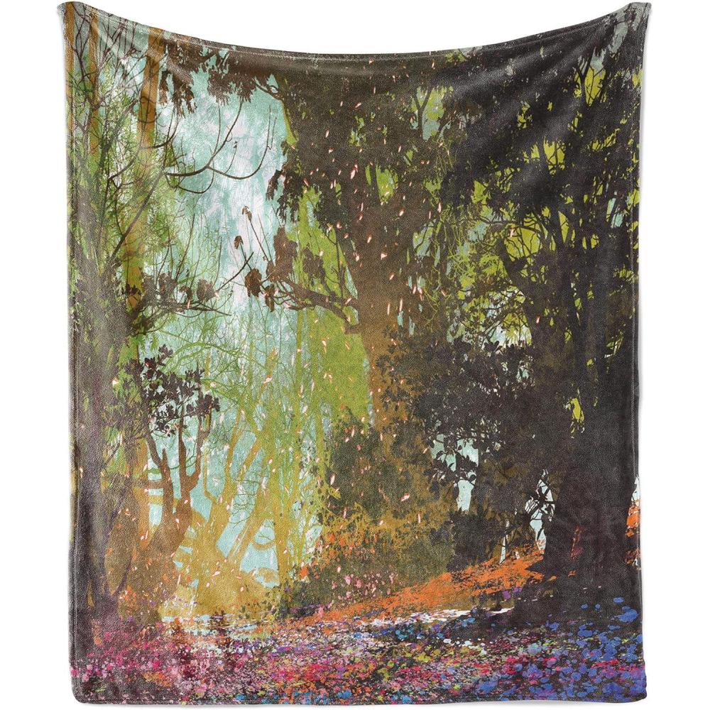 imageAmbesonne Circus Throw Blanket Vintage Circus Characters Acrobat Bearded Lady Gymnast Strong Man Harlequin Mime Flannel Fleece Accent Piece Soft Couch Cover for Adults 70 x 90 Pink TanGrey Brown