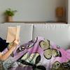 Ambesonne Circus Throw Blanket, Vintage Circus Characters Acrobat Bearded Lady Gymnast Strong Man Harlequin Mime, Flannel Fleece Accent Piece Soft Couch Cover for Adults, 70″ x 90″, Pink Tan(Pastel Purple Multicolor)