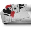 Ambesonne Circus Throw Blanket, Vintage Circus Characters Acrobat Bearded Lady Gymnast Strong Man Harlequin Mime, Flannel Fleece Accent Piece Soft Couch Cover for Adults, 70″ x 90″, Pink Tan(Black White)