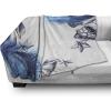 Ambesonne Circus Throw Blanket, Vintage Circus Characters Acrobat Bearded Lady Gymnast Strong Man Harlequin Mime, Flannel Fleece Accent Piece Soft Couch Cover for Adults, 70″ x 90″, Pink Tan(Navy White)