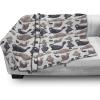 Ambesonne Circus Throw Blanket, Vintage Circus Characters Acrobat Bearded Lady Gymnast Strong Man Harlequin Mime, Flannel Fleece Accent Piece Soft Couch Cover for Adults, 70″ x 90″, Pink Tan(Blue)