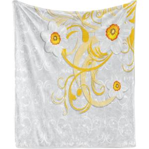Ambesonne Circus Throw Blanket, Vintage Circus Characters Acrobat Bearded Lady Gymnast Strong Man Harlequin Mime, Flannel Fleece Accent Piece Soft Couch Cover for Adults, 70″ x 90″, Pink Tan(Grey Yellow)