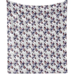Ambesonne Circus Throw Blanket, Vintage Circus Characters Acrobat Bearded Lady Gymnast Strong Man Harlequin Mime, Flannel Fleece Accent Piece Soft Couch Cover for Adults, 70″ x 90″, Pink Tan(Navy Blue)
