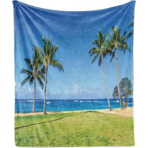 Ambesonne Circus Throw Blanket, Vintage Circus Characters Acrobat Bearded Lady Gymnast Strong Man Harlequin Mime, Flannel Fleece Accent Piece Soft Couch Cover for Adults, 70″ x 90″, Pink Tan(Blue Green)