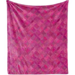 Ambesonne Circus Throw Blanket, Vintage Circus Characters Acrobat Bearded Lady Gymnast Strong Man Harlequin Mime, Flannel Fleece Accent Piece Soft Couch Cover for Adults, 70″ x 90″, Pink Tan(Dark Magenta Magenta)