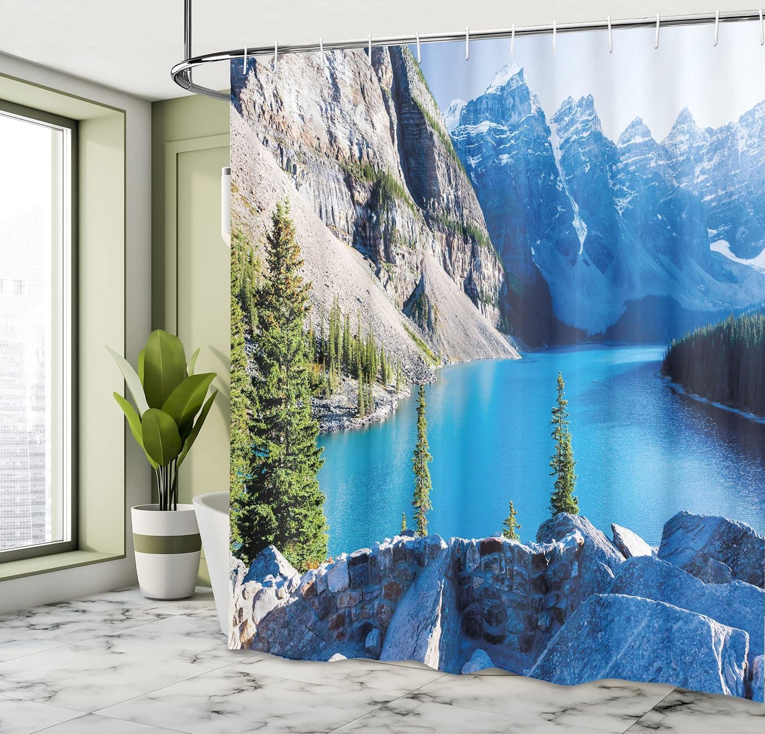 imageAmbesonne Floral Shower Curtain Watercolor Style of a Peony Flowers with The Black Brush Strokes Inspired by Romantic Spring Cloth Fabric Bathroom Decor Set with Hooks 69 W x 75 L Pink WhiteGreen Grey
