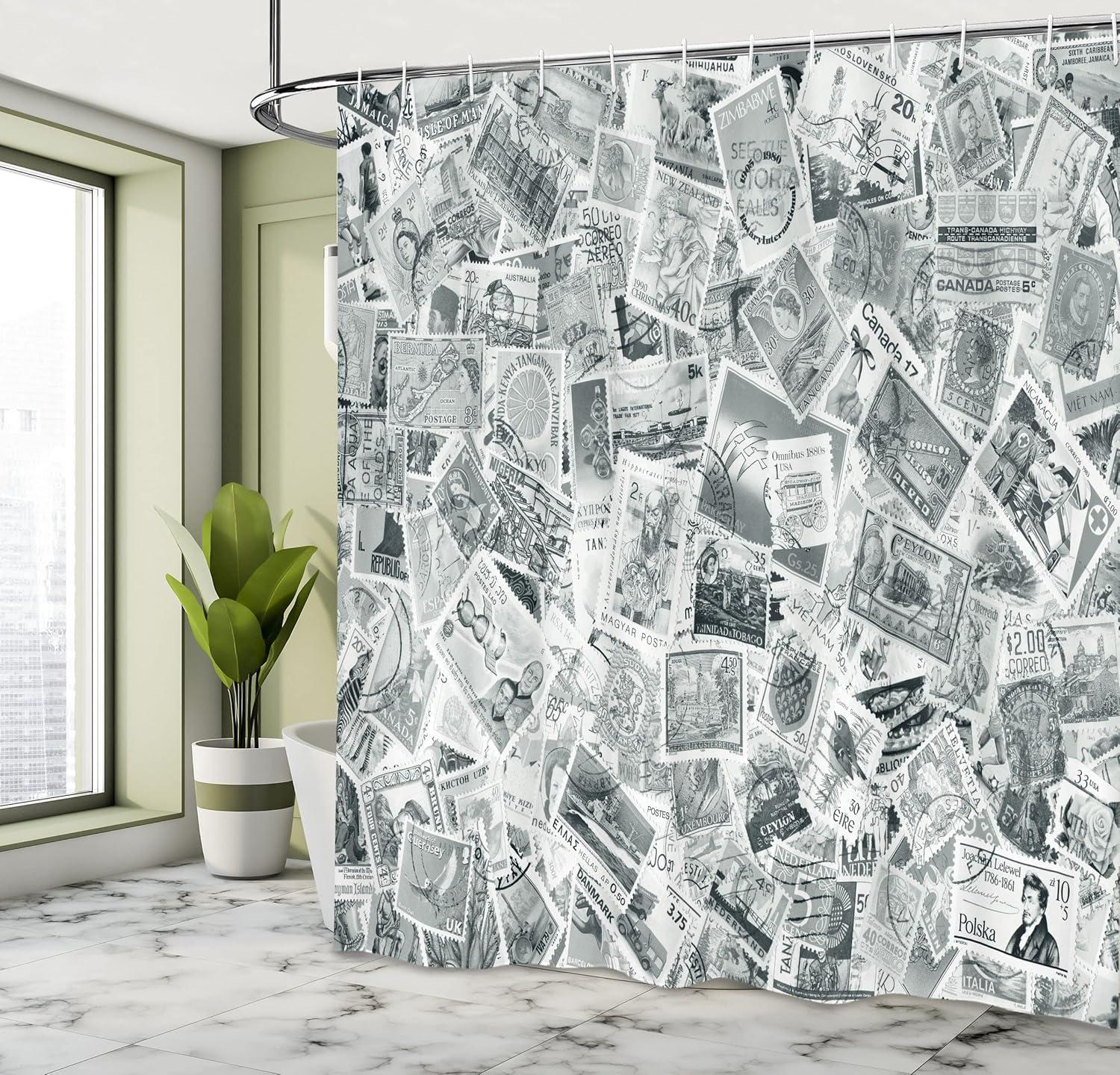 imageAmbesonne Floral Shower Curtain Watercolor Style of a Peony Flowers with The Black Brush Strokes Inspired by Romantic Spring Cloth Fabric Bathroom Decor Set with Hooks 69 W x 75 L Pink WhiteGrey