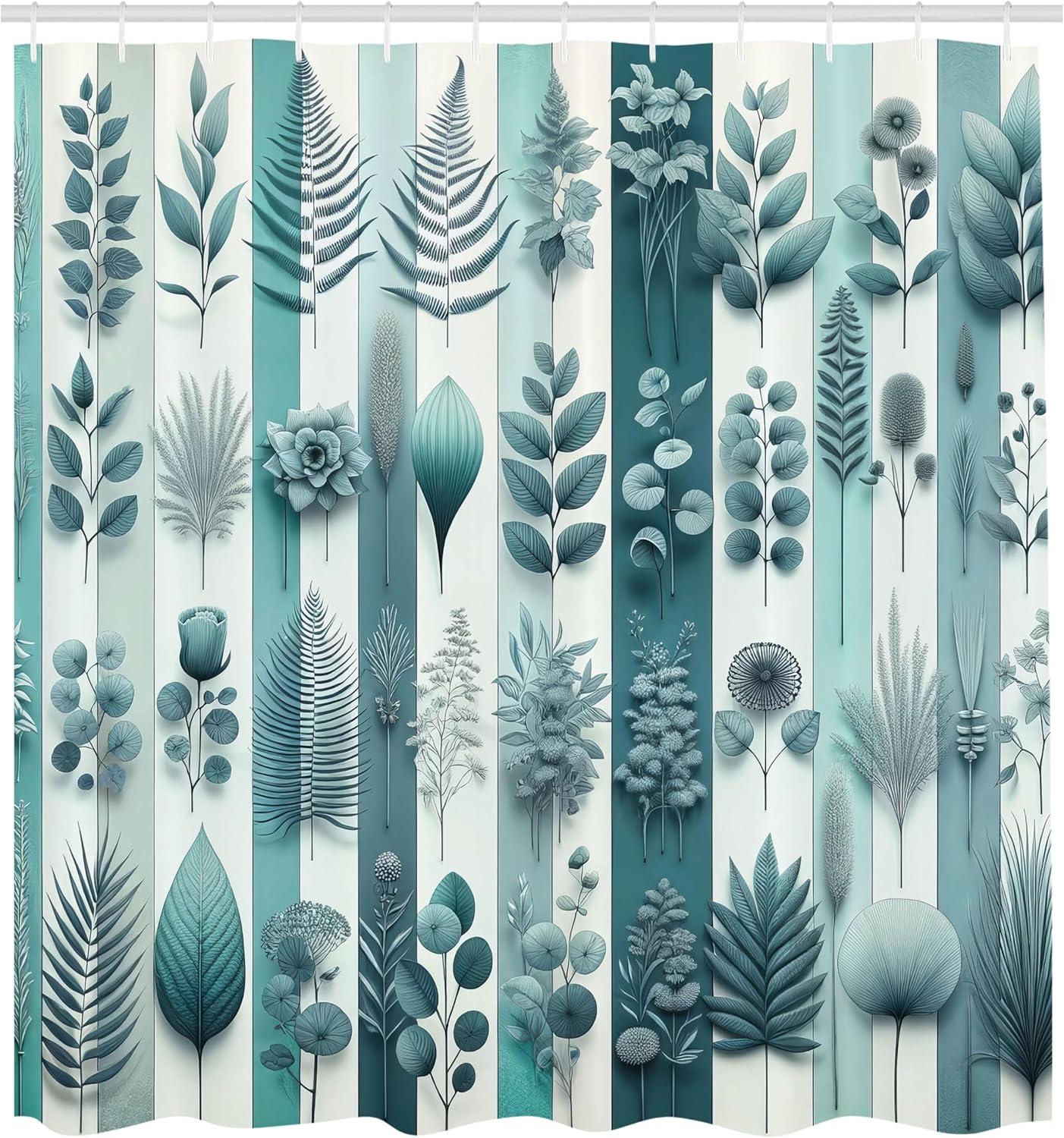 imageAmbesonne Navy Blue Shower Curtain Modern Eucalyptus Leaves with Romantic Winter Vibe in Cold Color Palette Cloth Fabric Bathroom Decor Set with Hooks 69 W x 75 L Blue Grey and WhitePetrol Blue Ivory Grey