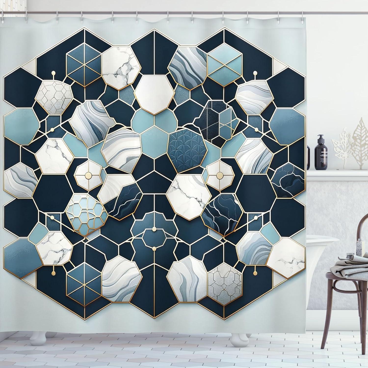 imageAmbesonne Navy Blue Shower Curtain Modern Eucalyptus Leaves with Romantic Winter Vibe in Cold Color Palette Cloth Fabric Bathroom Decor Set with Hooks 69 W x 75 L Blue Grey and WhiteDark Slate Blue Ivory