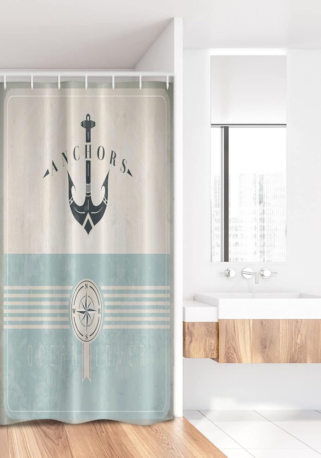 imageAmbesonne Navy Blue Shower Curtain Modern Eucalyptus Leaves with Romantic Winter Vibe in Cold Color Palette Cloth Fabric Bathroom Decor Set with Hooks 69 W x 75 L Blue Grey and WhiteBeige Blue