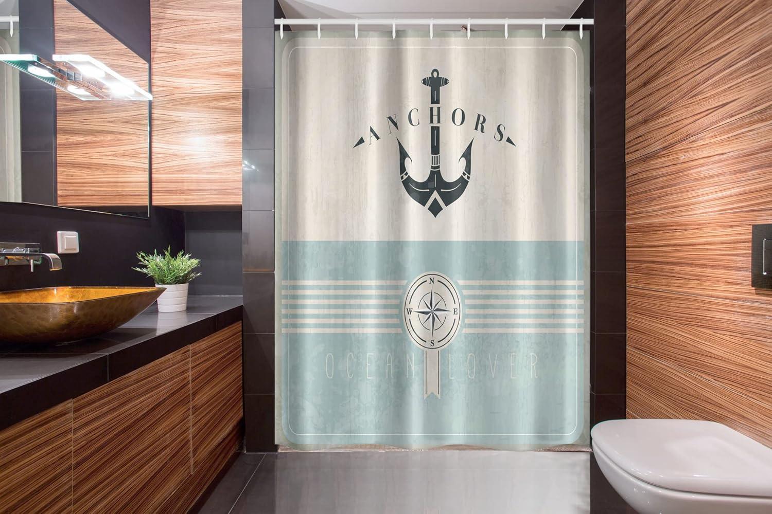 imageAmbesonne Navy Blue Shower Curtain Modern Eucalyptus Leaves with Romantic Winter Vibe in Cold Color Palette Cloth Fabric Bathroom Decor Set with Hooks 69 W x 75 L Blue Grey and WhiteBeige Blue