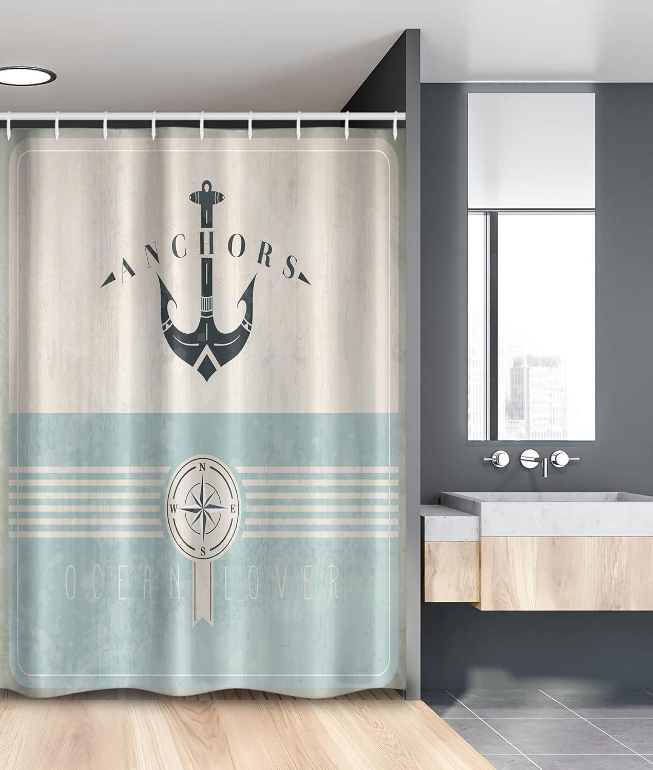 imageAmbesonne Navy Blue Shower Curtain Modern Eucalyptus Leaves with Romantic Winter Vibe in Cold Color Palette Cloth Fabric Bathroom Decor Set with Hooks 69 W x 75 L Blue Grey and WhiteBeige Blue