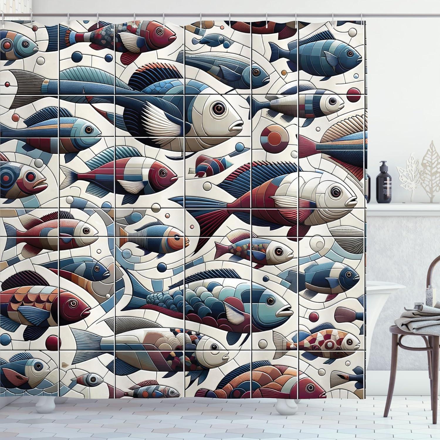imageAmbesonne Navy Blue Shower Curtain Modern Eucalyptus Leaves with Romantic Winter Vibe in Cold Color Palette Cloth Fabric Bathroom Decor Set with Hooks 69 W x 75 L Blue Grey and WhiteBeige Sea Blue Redwood