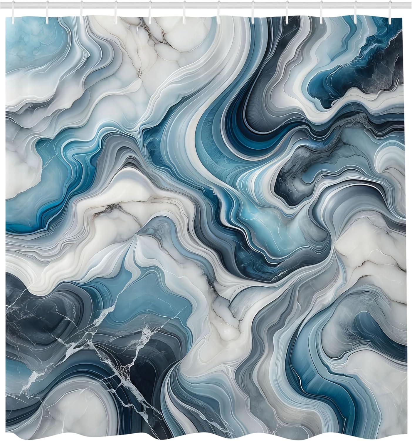 imageAmbesonne Navy Blue Shower Curtain Modern Eucalyptus Leaves with Romantic Winter Vibe in Cold Color Palette Cloth Fabric Bathroom Decor Set with Hooks 69 W x 75 L Blue Grey and WhiteCoconut and Purpleblue