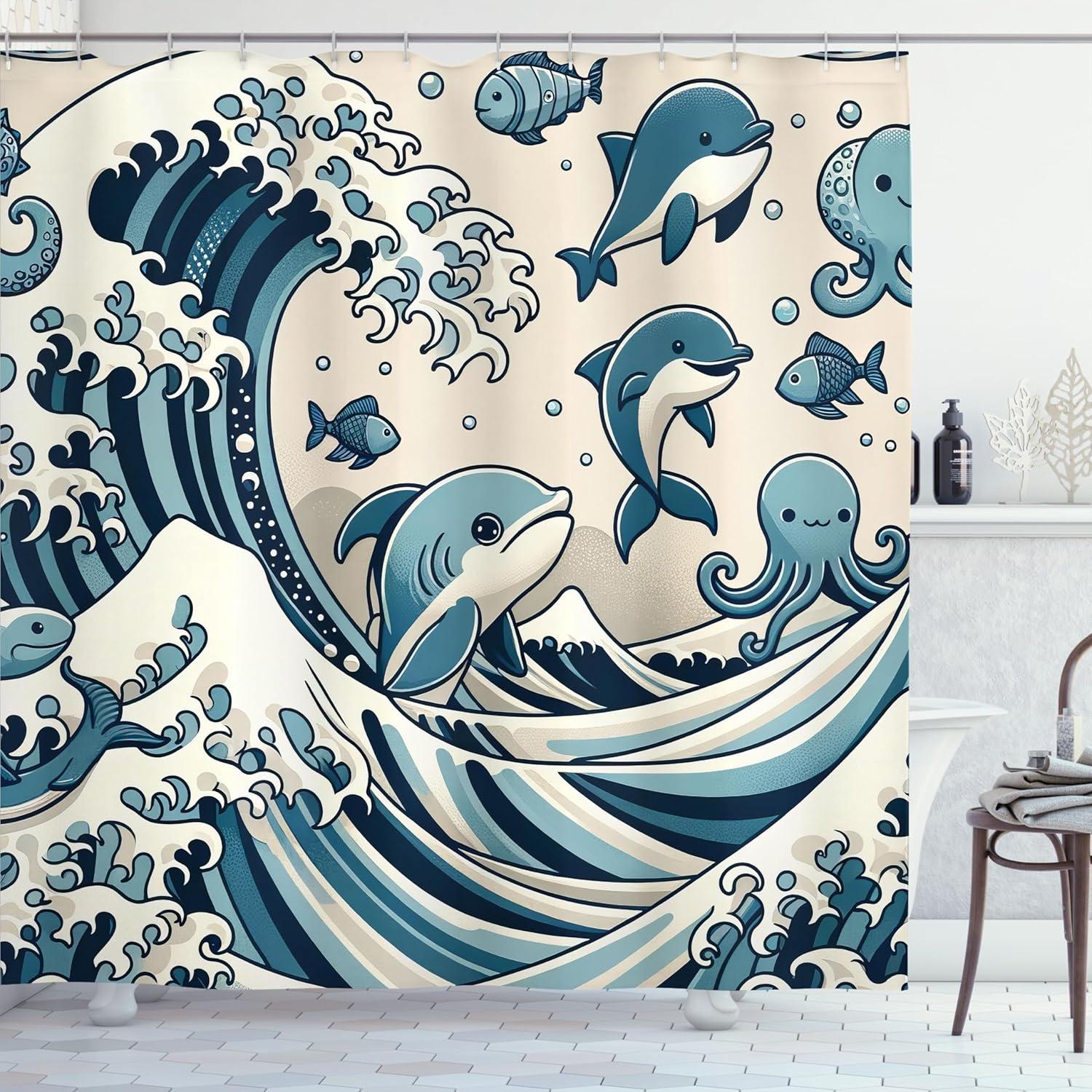 imageAmbesonne Navy Blue Shower Curtain Modern Eucalyptus Leaves with Romantic Winter Vibe in Cold Color Palette Cloth Fabric Bathroom Decor Set with Hooks 69 W x 75 L Blue Grey and WhiteSlate Blue Champagne