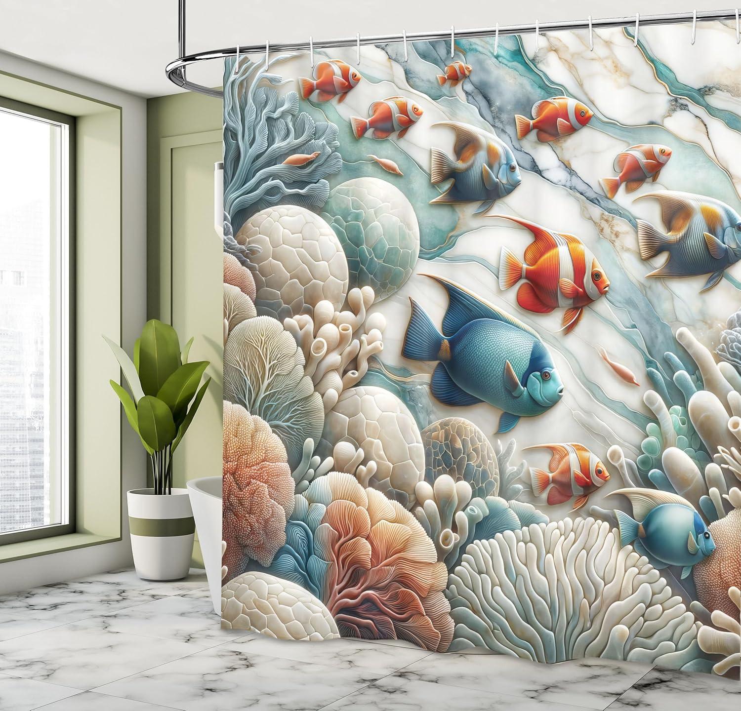 imageAmbesonne Navy Blue Shower Curtain Modern Eucalyptus Leaves with Romantic Winter Vibe in Cold Color Palette Cloth Fabric Bathroom Decor Set with Hooks 69 W x 75 L Blue Grey and WhiteSalmon Sea Blue Eggshell