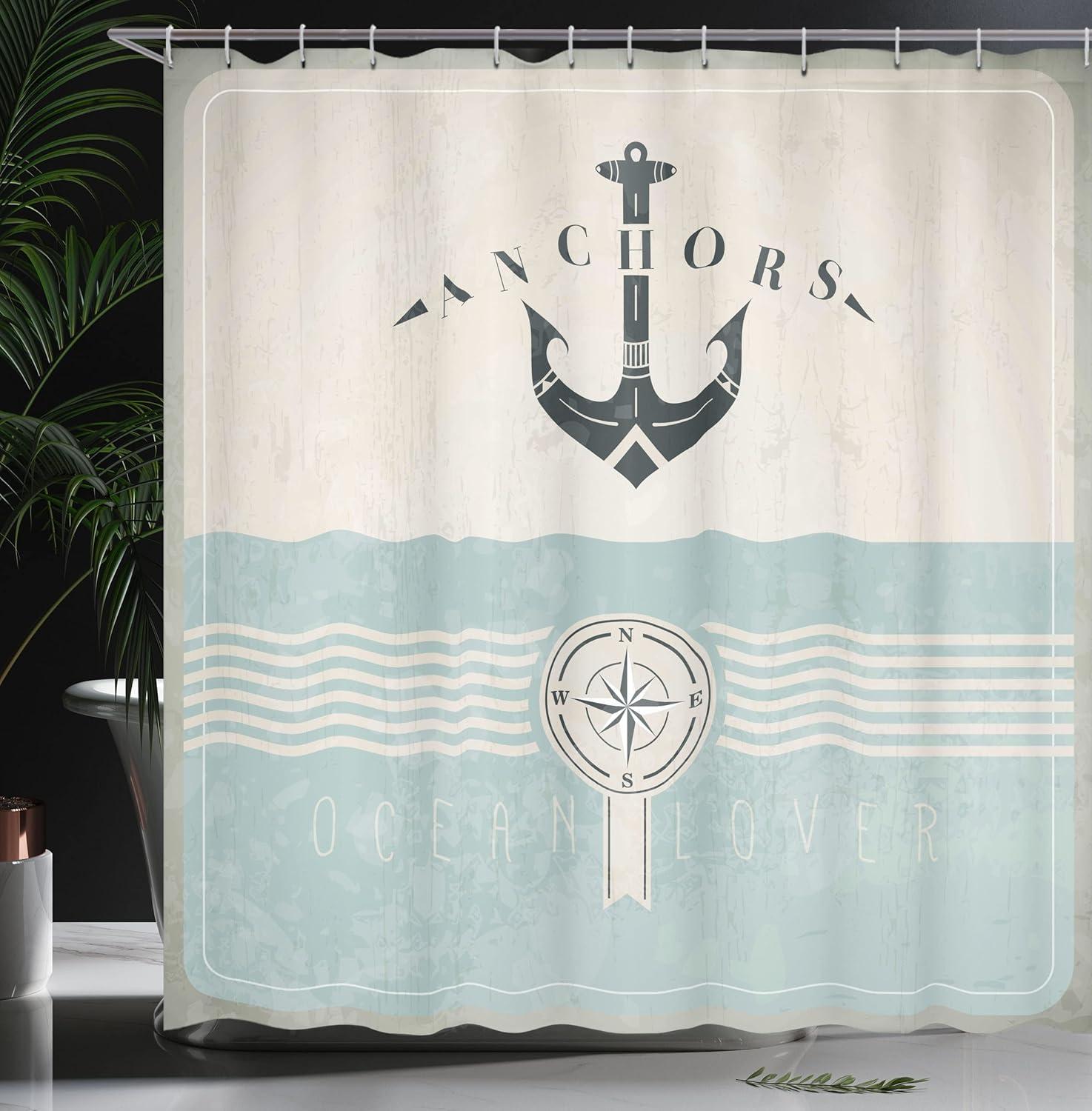 imageAmbesonne Navy Blue Shower Curtain Modern Eucalyptus Leaves with Romantic Winter Vibe in Cold Color Palette Cloth Fabric Bathroom Decor Set with Hooks 69 W x 75 L Blue Grey and WhiteBeige Blue