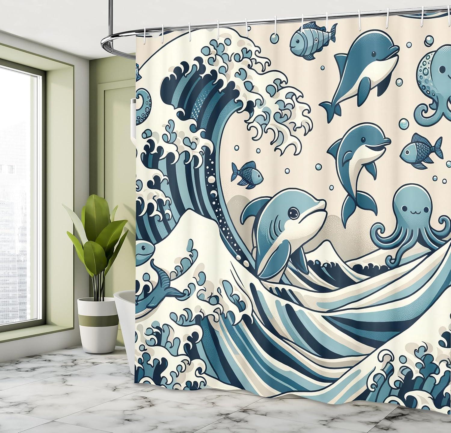 imageAmbesonne Navy Blue Shower Curtain Modern Eucalyptus Leaves with Romantic Winter Vibe in Cold Color Palette Cloth Fabric Bathroom Decor Set with Hooks 69 W x 75 L Blue Grey and WhiteSlate Blue Champagne