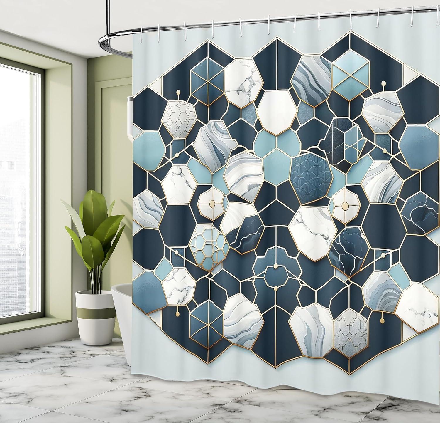 imageAmbesonne Navy Blue Shower Curtain Modern Eucalyptus Leaves with Romantic Winter Vibe in Cold Color Palette Cloth Fabric Bathroom Decor Set with Hooks 69 W x 75 L Blue Grey and WhiteDark Slate Blue Ivory